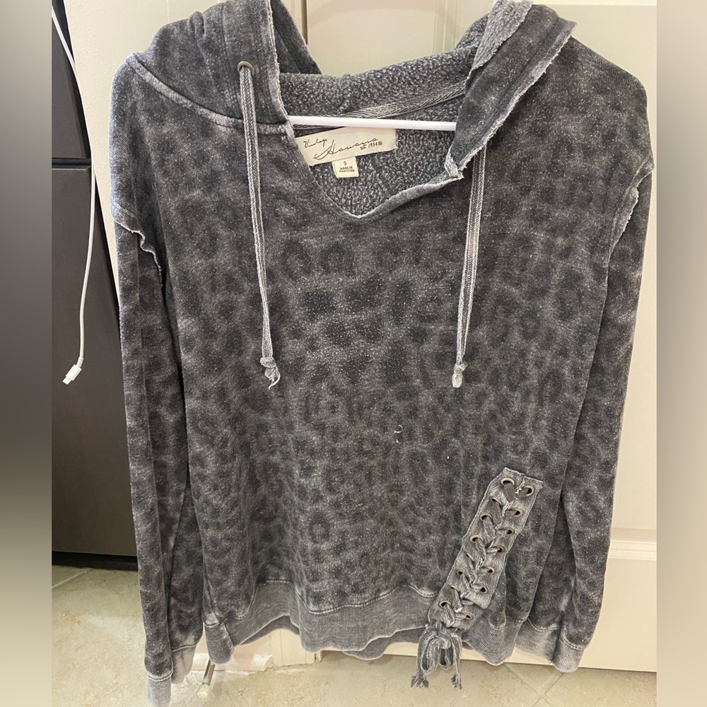 Grey Leopard Print Hoodie